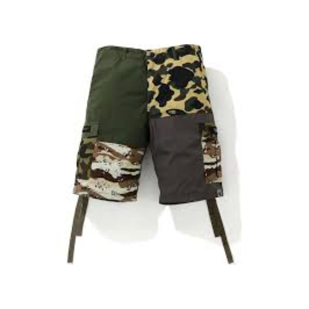 BAPE A Bathing Ape Crazy Camo 6 Pocket Wide Shorts Men's Size XL